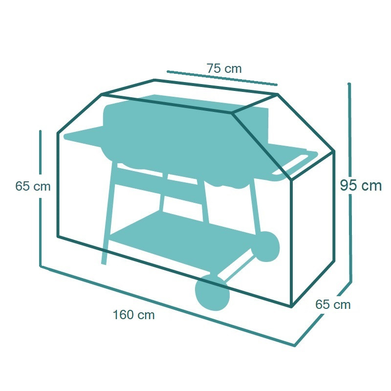 Housse de protection Barbecue sur Chariot 160 x 65 x h 95 cm STANDARD